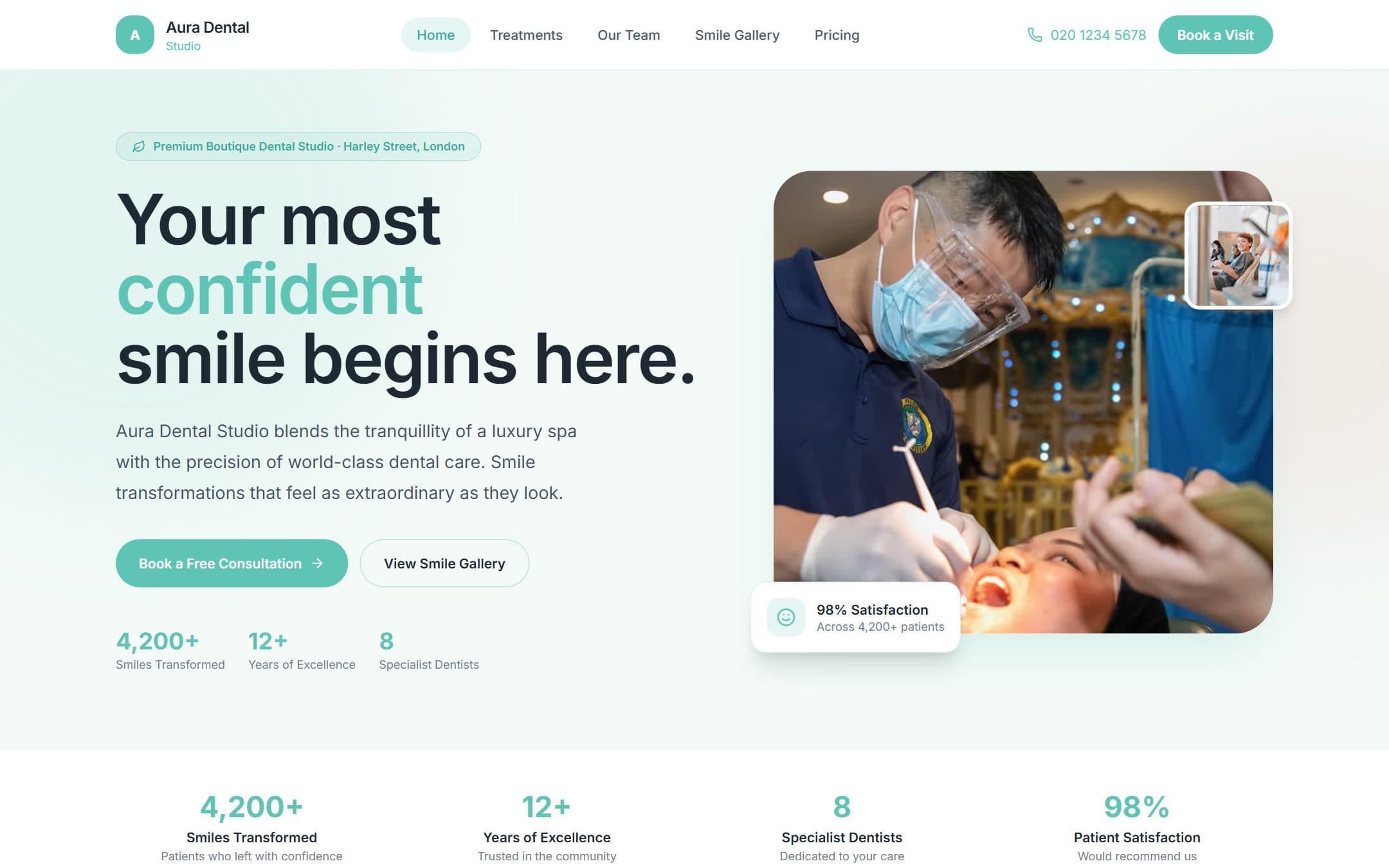 Aura Dental Studio — Healthcare website demo