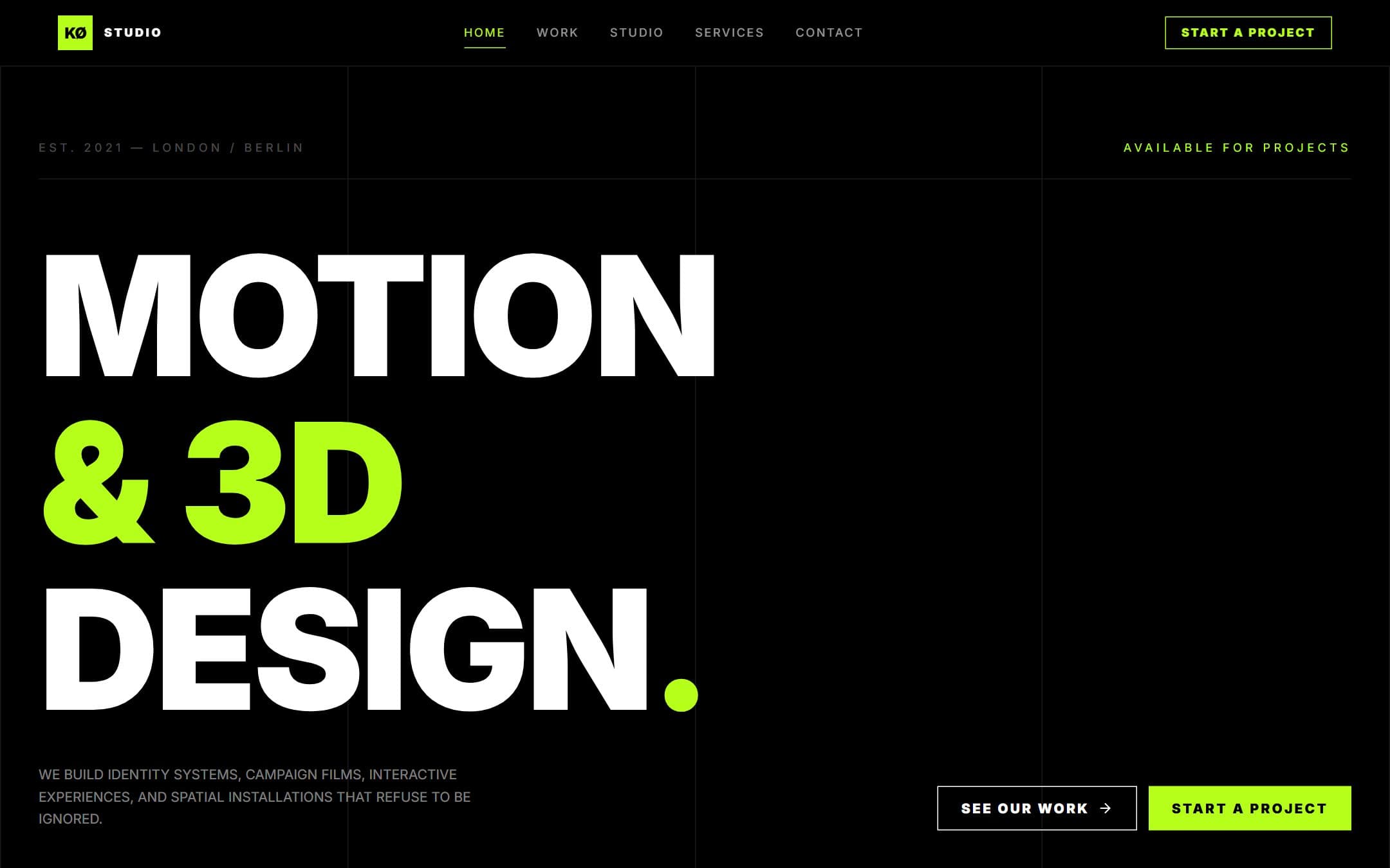 KØ Studio — Portfolio website demo