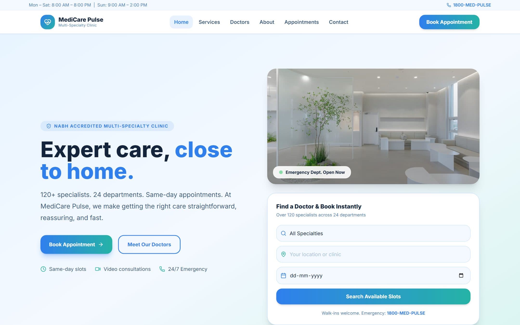 MediCare Pulse — Healthcare website demo