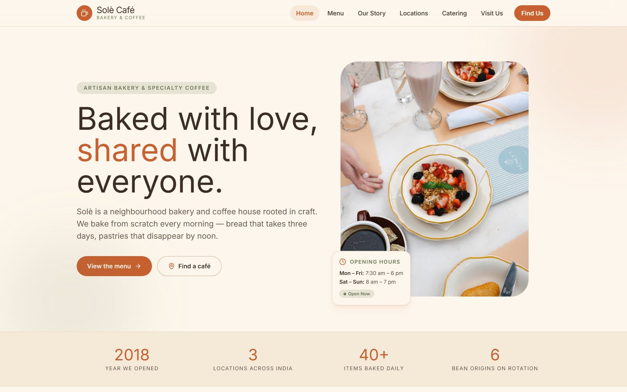 Solè Café — Restaurant website demo