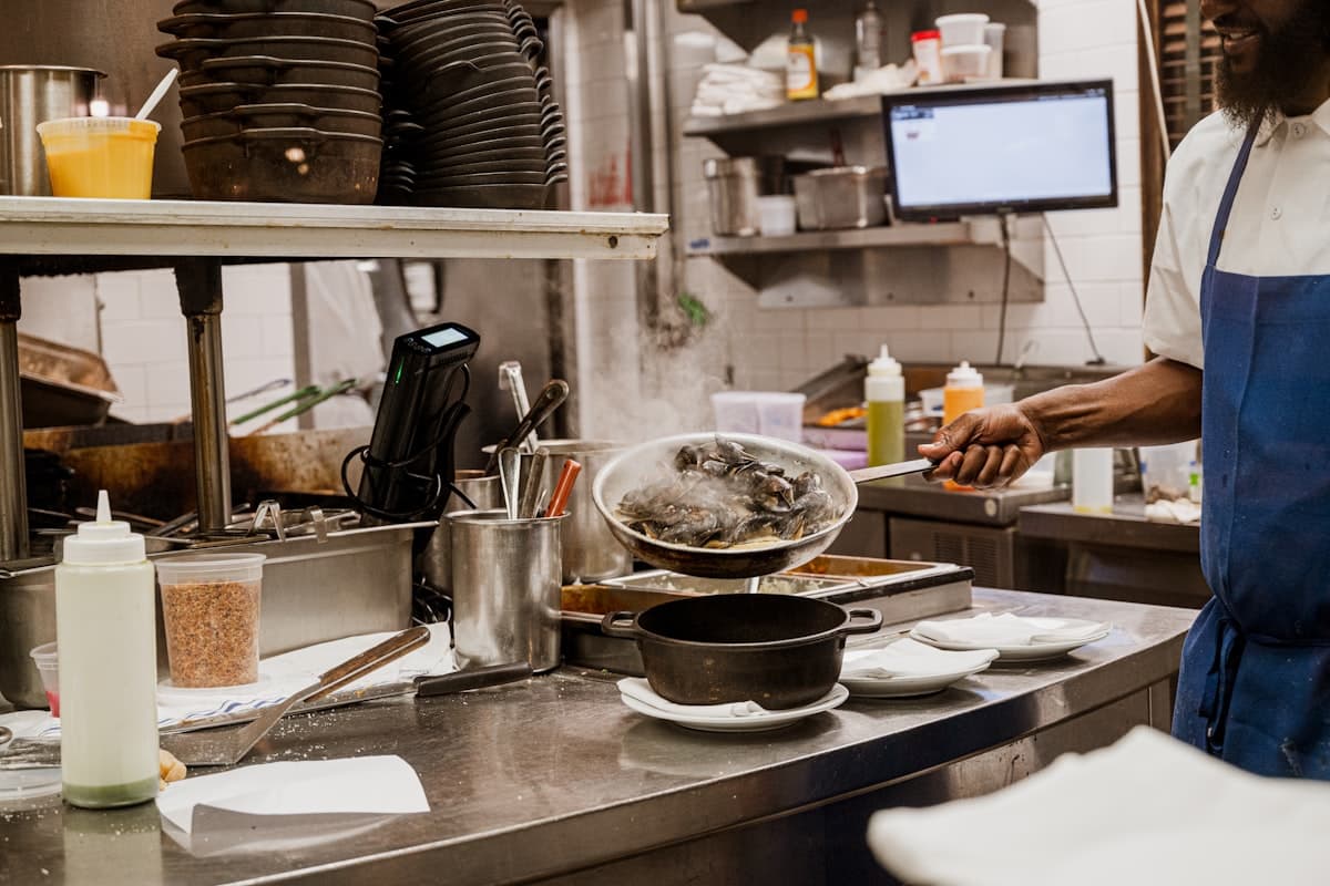 Kitchen preparation at Urban Bistro