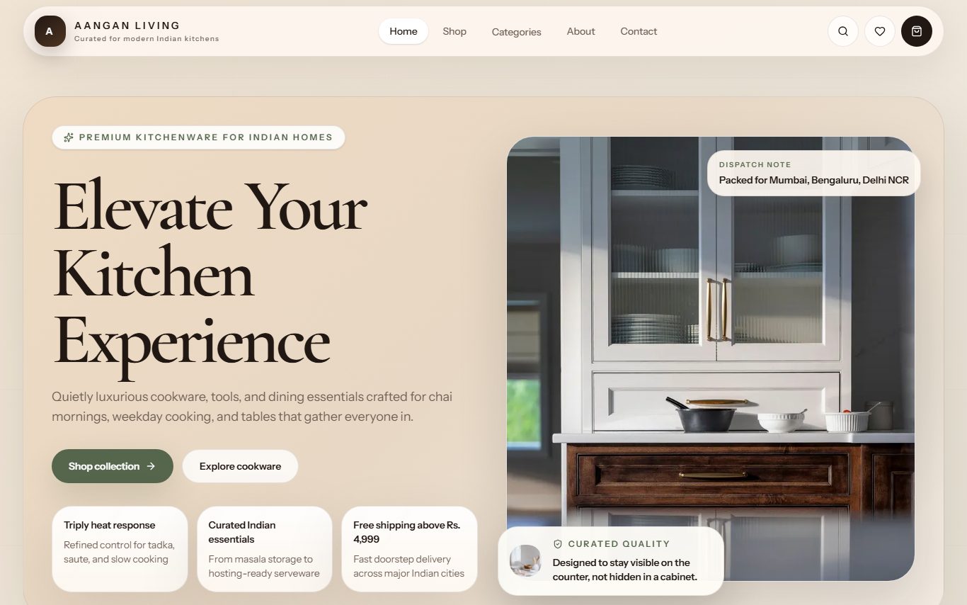 Aangan Living — Kitchen & Home (E-commerce)