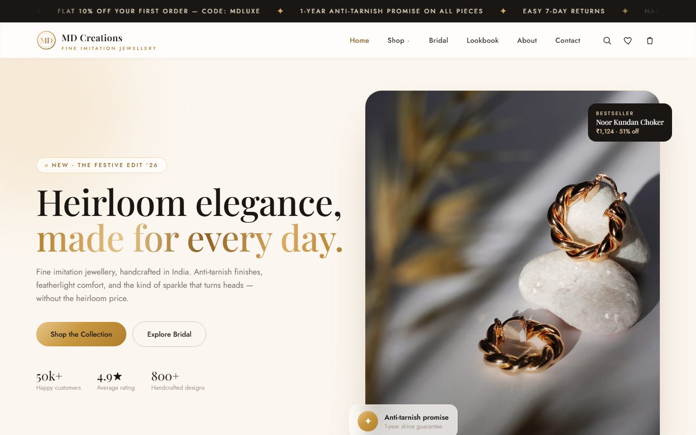 MD Creations — Jewellery (E-commerce)